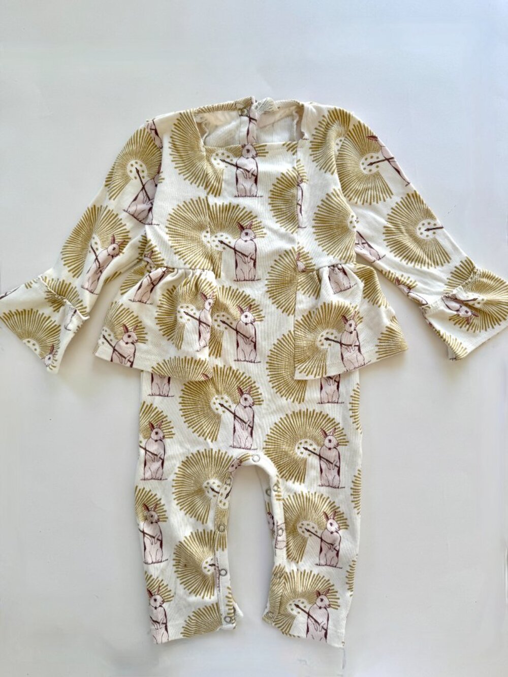 Kate Quinn Magic Rabbit Print Peplum Romper 18-24m